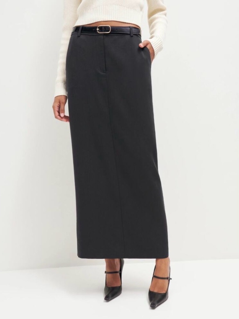 Reformation Cairo Mid Rise Maxi Black Tencel Skirt Size 12